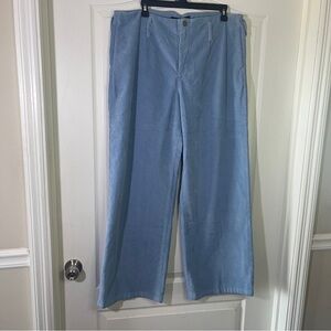 J. Peterman Corduroy Wide Leg  Pants Women 14 Blue Gray Stretch